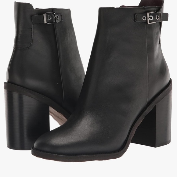 Franco Sarto Womens Rivet Leather Block Heel Booties black size 9 - Picture 1 of 3